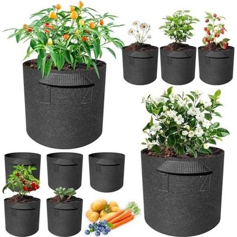 10-Gallonen-Pflanzsäcke aus Vliesstoff mit Griffen, atmungsaktive, wiederverwendbare Pflanzsäcke für Garten, Balkon und Terrasse, Stoff-Pflanztöpfe für Blumen, Kartoffeln, Tomaten, Gemüse, Erdbeeren - (1/5)