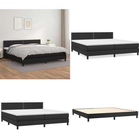 Sommier à lattes de lit avec matelas Noir 200x200 cm Similicuir - Lit Double - Lit Plateforme - Matelas Ferme - Matelas Moelleux - Literie - Home & Living (1/5)