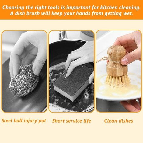 Set di 2 spazzole per verdure - Spazzole in legno ecocompatibili per la pulizia di cucina e bagno (1/5)