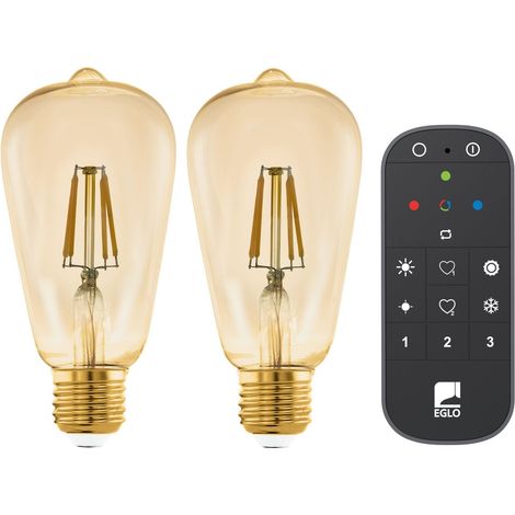 EGLO - Set of 2x E27 ST64 amber, remote control - Warm white - Zigbee, Bluetooth