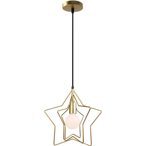 Suspension Éclairage Industriel Lumière Antique Métal 3 étoile , Lustre abat-jour Lampe de Plafond E27 pour Salon Cuisine Salle à Manger