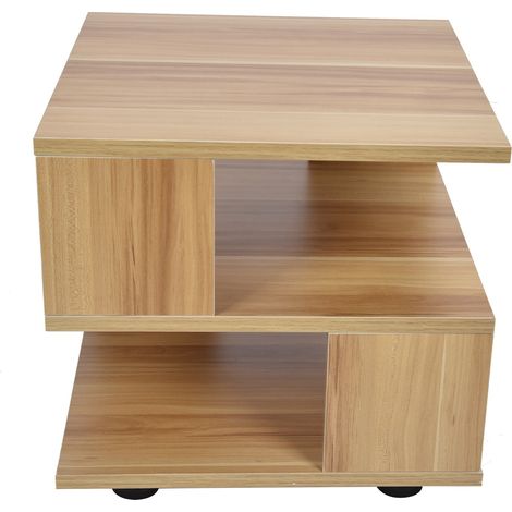 Table d'appoint moderne en bois particules noyer 40x40x39cm meuble de rangement design minimaliste pour salon ou chambre (1/5)