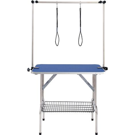 Table de toilettage pour chien avec bras réglables, 91,5 x 61 cm, pliable, support pour petits et moyens animaux, charge max 150 kg, avec deux sangles de maintien. (1/5)