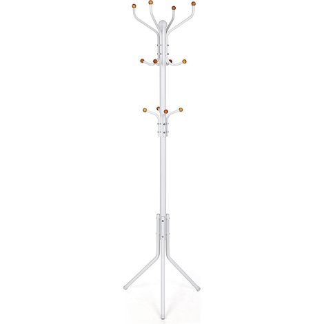 SONGMICS Appendiabiti da Terra, Attaccapanni Autoportante in Metallo, Altezza 182 cm, 12 Ganci, per Vestiti, Cappelli, Borse, Bianco RCR19W (1/5)
