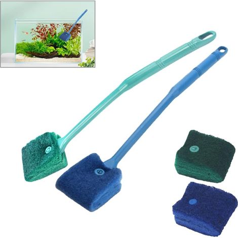 Lntyq 4-teiliger Reinigungsschwamm für Aquarien, Aquariumschwamm mit 40 cm langem Griff, Algen-Reinigungsbürste mit 2 Reinigungstüchern, Zubehör zur Reinigung von Aquarienglas (1/5)