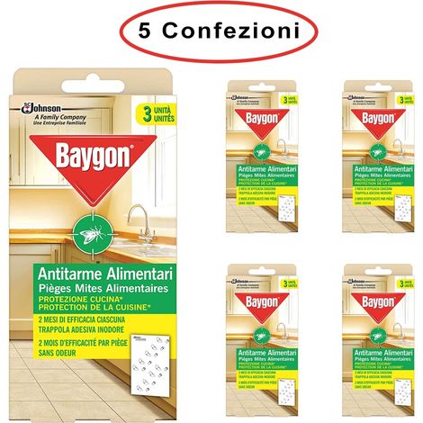 Baygon antitarme alimentari protezione cucina 5 confezioni da 3 trappole