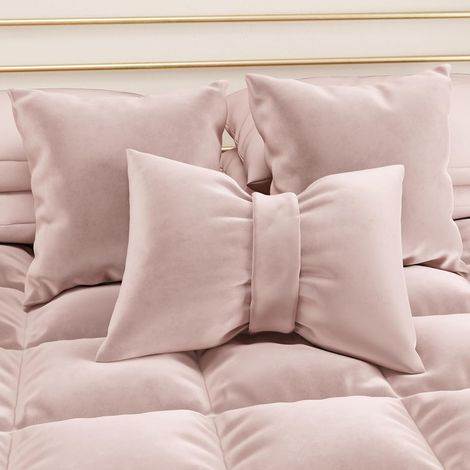 Cojín decorativo de terciopelo con nudo, cojín de interior para dormitorio y sofá, con funda extraíble, rosa empolvado, 1 pieza, 50x30cm (1/5)