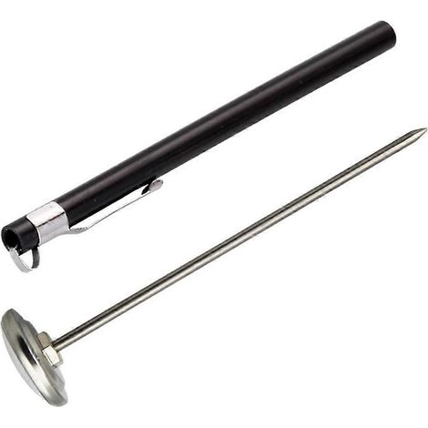 Thermomètre de cuisine en acier inoxydable, mini thermomètre à café et à lait, gadget de cuisine pour la maison (argenté + noir)-12.72.6CM-Black (1/3)