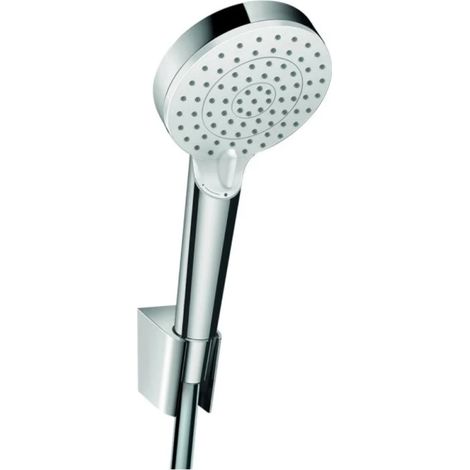 Hansgrohe Crometta - Conjunto de alcachofa de ducha 9 l/min, soporte y manguera, blanco/cromo 26693400 (1/2)