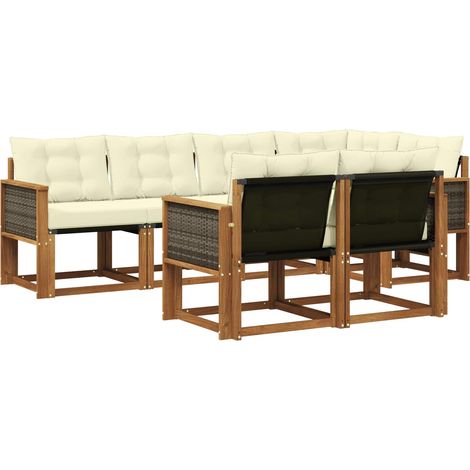 Conjunto de sofás de exterior con cojín 7 pcs Natural y Crema vidaXL (1/5)