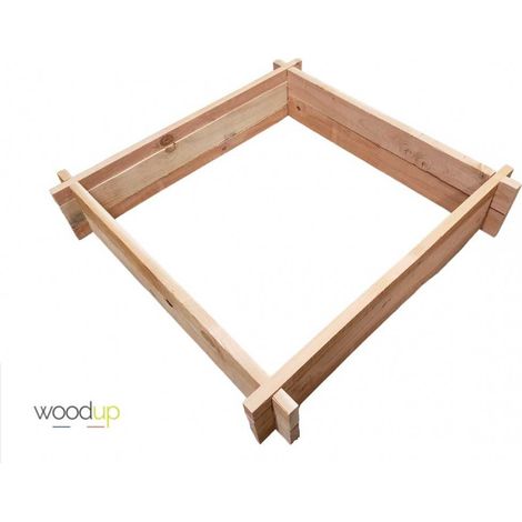Levigne – Carré potager 100x100 cm en douglas français 27 mm – Assemblage sans clou ni vis – Extensible jusqu'à 40 cm de profondeur (1/3)