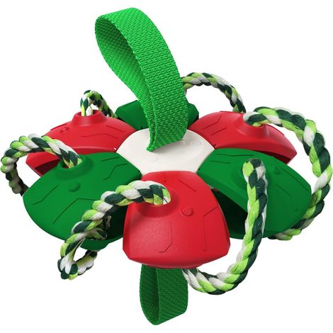 Jouet interactif pour chien, frisbee et ballon de football pour l'entraînement en extérieur, jouet multifonctionnel portable, en plastique, forme unique et couleurs vives, vert (1/5)