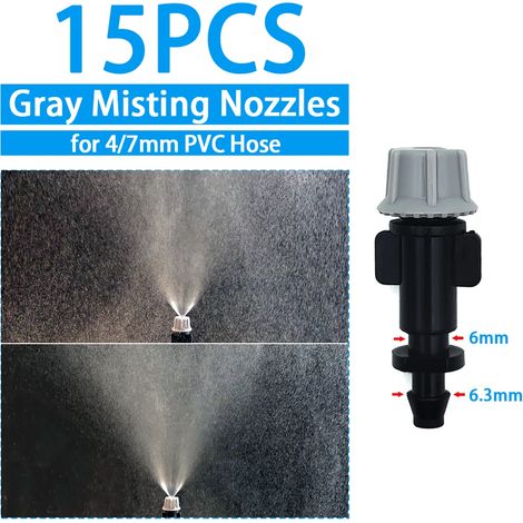 (N-15PCS) Arroseur goutte-à-goutte pour serre et jardin, diffuseur de brume réglable, piquet, buse rotative à micro-pulvérisation (1/5)