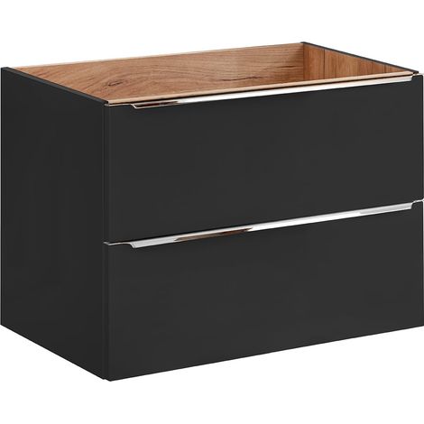 Waschtischunterschrank 80cm TOSKANA-BLACK-56 in seidenmatt anthrazit B/H/T ca. 80/57/46cm (1/5)