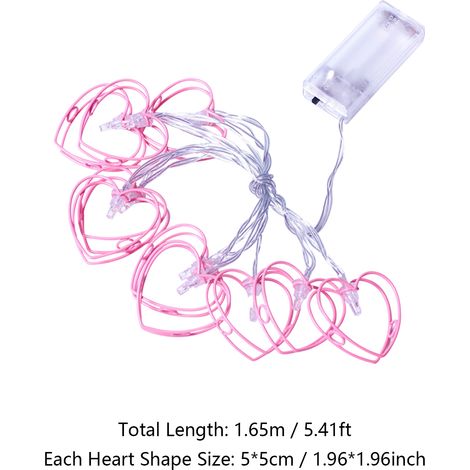 10 LEDs, herzförmige Lichterkette, 1,65 m lang, batteriebetrieben, warmweiß, für Schlafzimmer, Partys, Hochzeiten, Feste und Baumdekoration. (1/5)