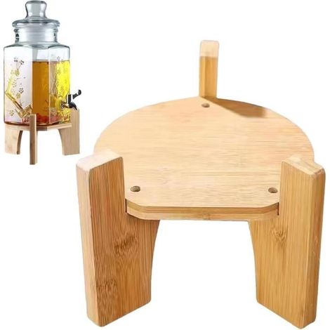 Support Distributeur De Boissons - Bois - Marron - Durable - Stable - Pratique (1/4)