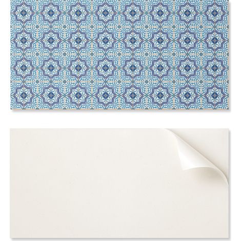 Revestimiento de pared de vinilo autoadhesivo con gr谩ficos para cocina, 120x60 cm, dise帽o de azulejos con adornos.