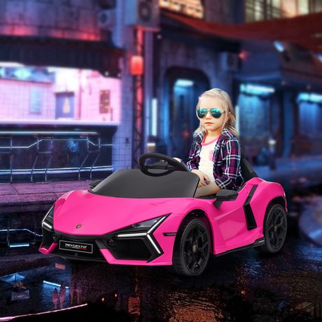 Voiture électrique pour enfants de 3 à 5 ans. conduite souple. télécommandée. avec klaxon. en plastique et métal. rose