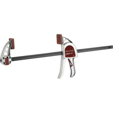 Serre-joint à une main extra robuste 450 mm 18", serrage rapide, fonction écarteur, 300 kg, corps aluminium, profondeur 85 mm (1/5)