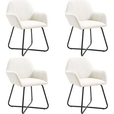 Chaises à manger lot de 4 crème tissu vidaXL (1/5)
