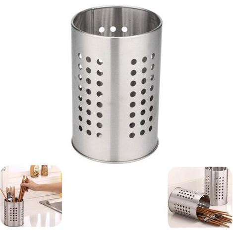 Support à couverts en inox 10 x 16,5 cm - range-baguettes et cuillères, argent (1/5)