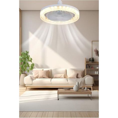 Moderner 26-cm-Deckenventilator – dimmbare LED-Beleuchtung – 360°-Drehung – Fernbedienung – 3 Geschwindigkeitsstufen (1/4)