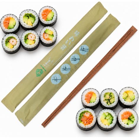 Bacchette da sushi in bambù carbonizzato 4,5 mm x 21 cm - 100 pezzi (1/5)