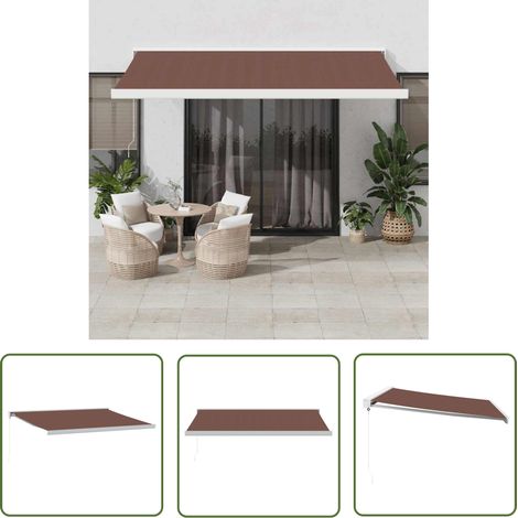 The Living Store Markise Manuell Braun 400x300 cm - Markise - Sonnenschutz - Gartenmarkise - Terrassenschirm - Alu-Markise (1/5)