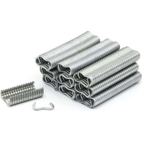 Lot de 600 agrafes rapides galvanisées pour grillage, clôture, cage - Gris - Linxor
