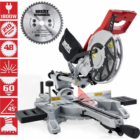 Hecht 828 Scie à onglet 1800 W Mini Scie circulaire avec laser 4900tr/min 11,2kg (1/5)