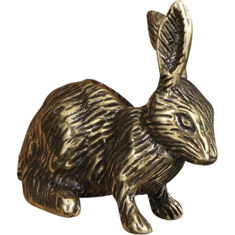 de lapin de Pâques vintage en laiton avec patine antique