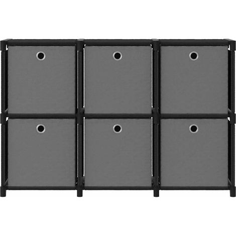 Maison Exclusive - Étagère d'affichage 6 cubes et boîtes Noir 103x30x72,5 cm Tissu (1/5)