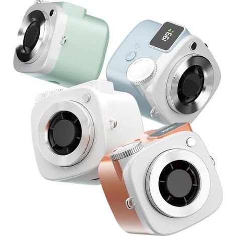 Lot de 4 mini ventilateurs caméra portables, 199 vitesses, batterie 2000mAh,Multicolore (1/5)