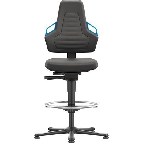 Arbeitsdrehstuhl Nexxit Gleiter+Fußring Supertec schwarz Griff blau 570-820mm (1/5)