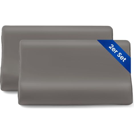 Lot de 2 taies d'oreiller en soie à mémoire de forme 19 mommes - Contour en latex - Soie de mûrier pour oreiller cervical - Hypoallergénique et lavable (50 x 30 x 10/7 cm - Lot de 2) (1/5)
