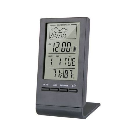 Station météo sans Fil, Thermomètre Hygromètre Baromètre Intérieur Extérieur, Horloge Numérique Réveil avec capteur extérieur Affichage Heure Date Jour Phase de Lune(Noir) (1/3)