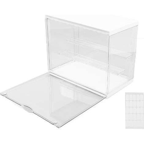 Vitrine Figurines Empilable Transparente ABS+PET Étanche Anti-poussière Grande Capacité 30x17x25cm Porte Magnétique (1/5)
