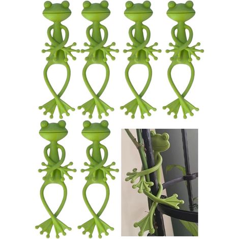 Support pour plantes en forme de grenouille verte - Support stable et mignon pour plantes en pot et succulentes - Décoration de jardin - Lot de 6 - Vert (1/5)
