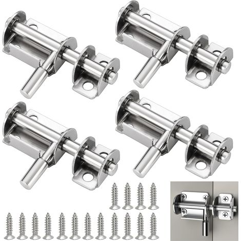 4 Pièces Verrous Coulissants en Acier Inoxydable avec Vis De Fixation Loquet De Porte Pour Salle De Bain, Toilette Et Jardin (1/5)