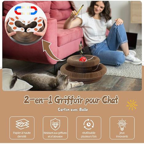 Cat Scratching Post Cardboard with Ball, Cat Toys (1/4)