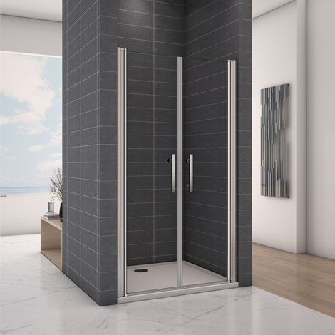 Ocean Sanitaire – Porte de douche 105x187cm – Verre anticalcaire 6mm – Installation en niche – Porte battante avec joint magnétique – Profilé aluminium anodisé