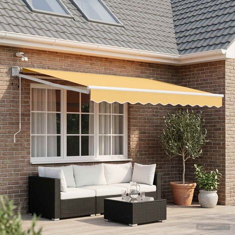 Auvent Rétractable Électrique avec LED et Capteur Météo Store Banne Aluminium Polyester Sable, 21.48kg - PANGIVO (1/5)