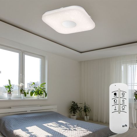 Plafonnier LED 24 watts salle à manger carrée ciel étoilé télécommande Globo 41332