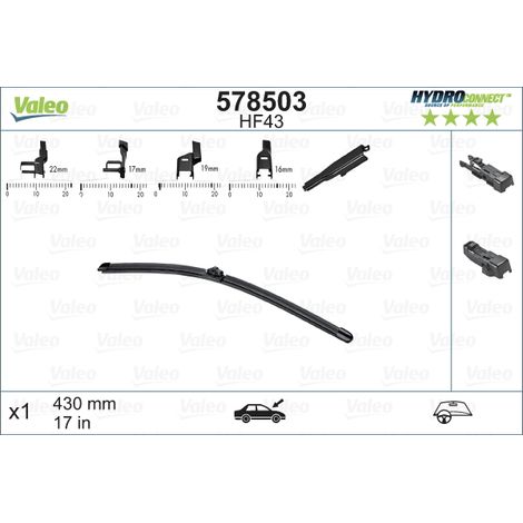 Balai d'essuie-glace Valeo 578503 BMW 1537077 1537078 1537086 1680479 1680504 (1/5)