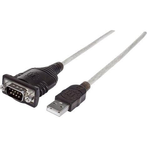 Manhattan USB 1.1, Seriell Anschlusskabel [1x USB 1.1 Stecker A - 1x D-SUB-Stecker 9pol.] 0.45 m Sil (1/3)