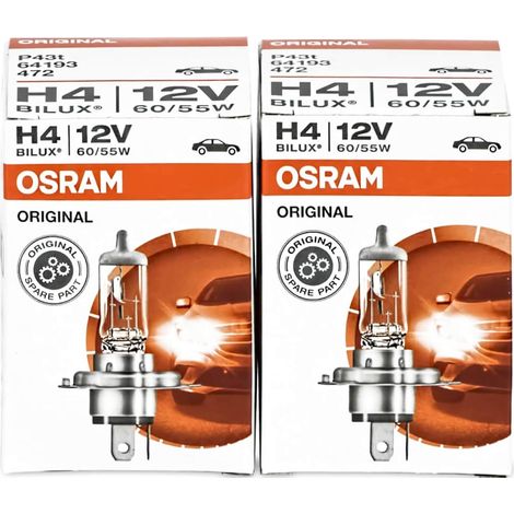 64193 Paquete de 2 bombillas halógenas para coche Bilux H4 de 60/55 W con filtro UV (1/3)