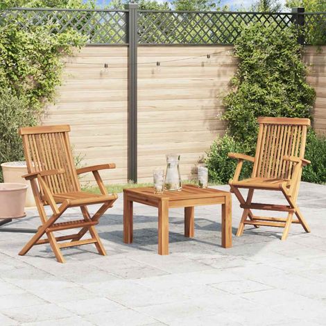 Chaises pliables de jardin-Chaise de terrasse-Chaise d'extérieur lot de 2 Bois de teck solide 544095 (1/5)