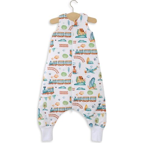 Saco de dormir para bebé con piernas, de algodón, aislante, talla L, de 9 a 24 meses, TOG 2.5 - tren turquesa (1/4)