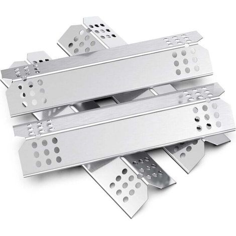 Set mit 4 universellen Hitzeverteilern (38,1 cm), universellen Aromaschienen-Ersatzteilen, kompatibel mit den meisten Gasgrillmodellen und Grillplatten (Edelstahl) (1/5)