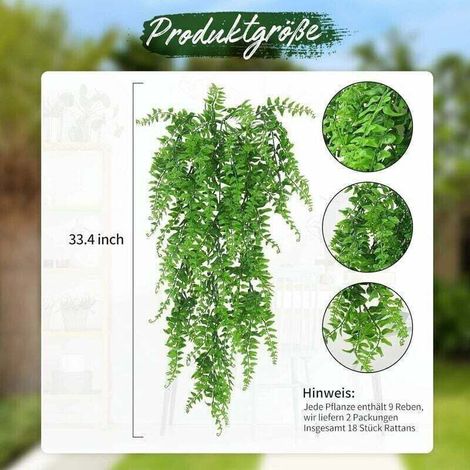 Feuilles d’lierre artificielles suspendues – Décoration murale intérieure/extérieure pour salon, jardin et mariage – Lot de 4 branches réaliste (1/4)